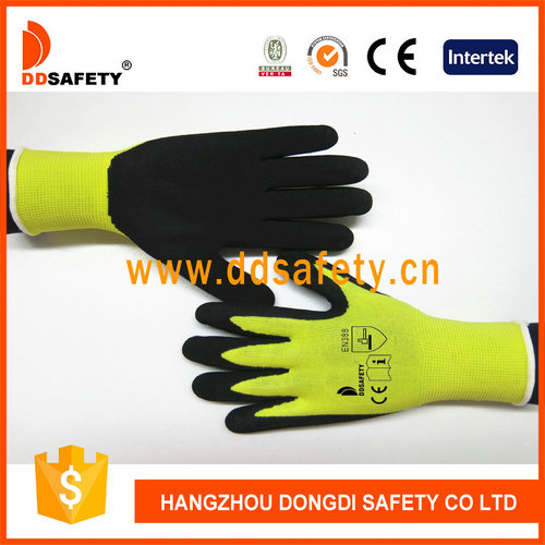 Yellow nylon with black nitrile glove Yellow nylon with black nitrile glove